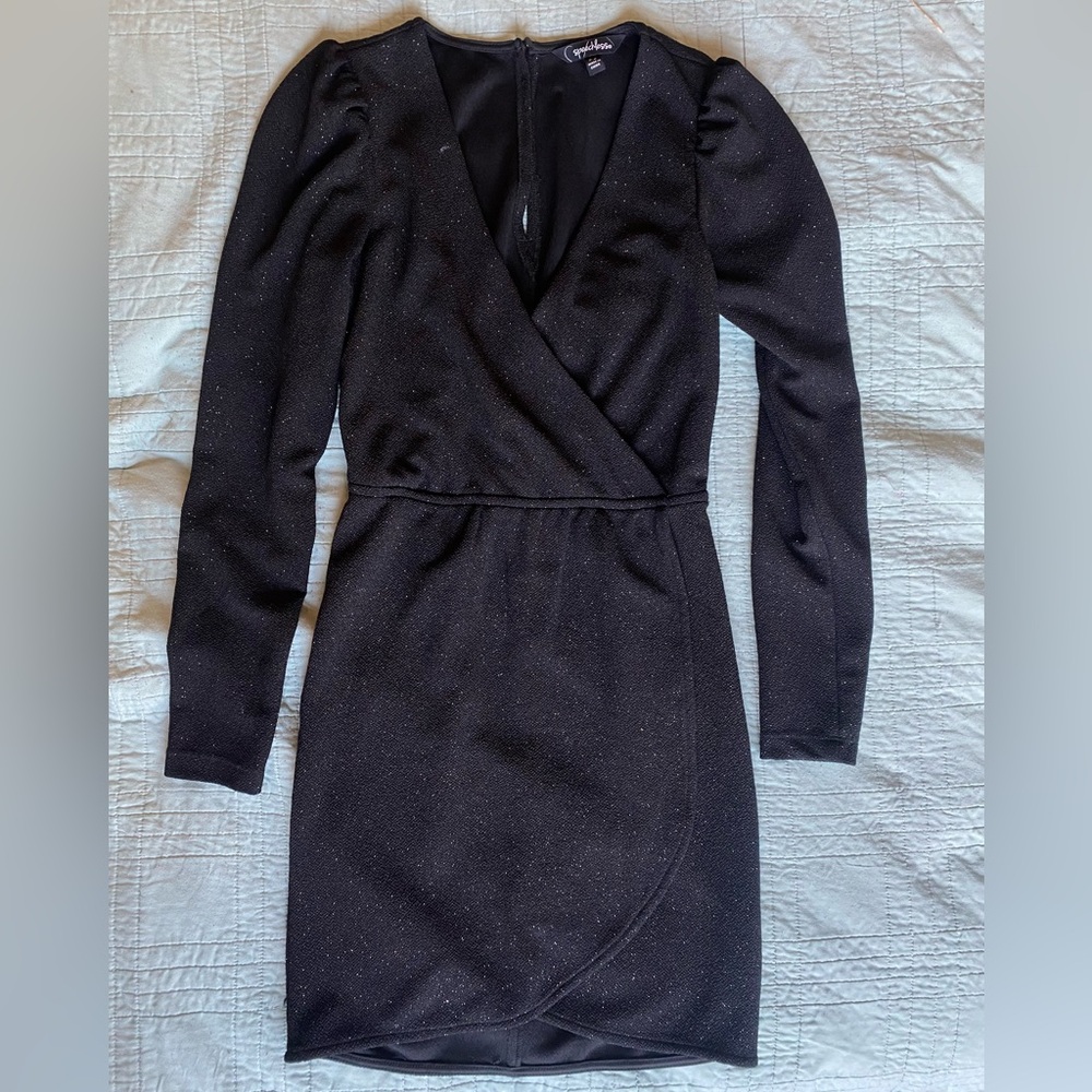 Black Long Sleeved Sparkly Cocktail Dress